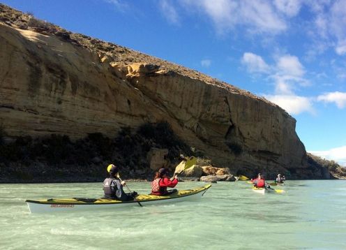 Kayaking in La Leona river from El Calafate. El Calafate, ARGENTINA