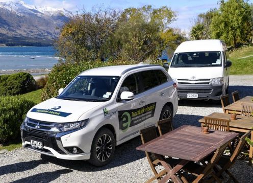 Routeburn track transport  in electric vehicle. Queenstown, New Zealand